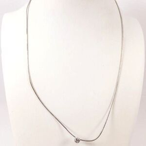 Dyadema 18" 925 Italian Silver & 4mm CZ Solitaire Slide Pendant Necklace